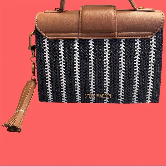 Steve Madden Horseshoe Brown and Navy Women's Bag - Picture 4 of 7